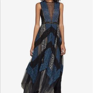 BCBG Lace and Tulle Dress Black/Navy Blue